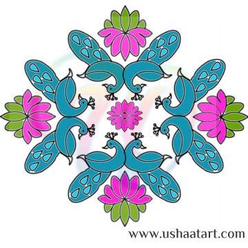 Peacock Kolam 16