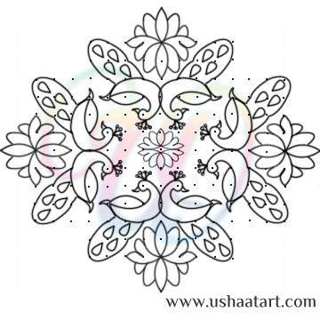 Peacock Kolam 16